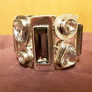 Large Smokey Quartz & Diamond Cut Glass Bracelet